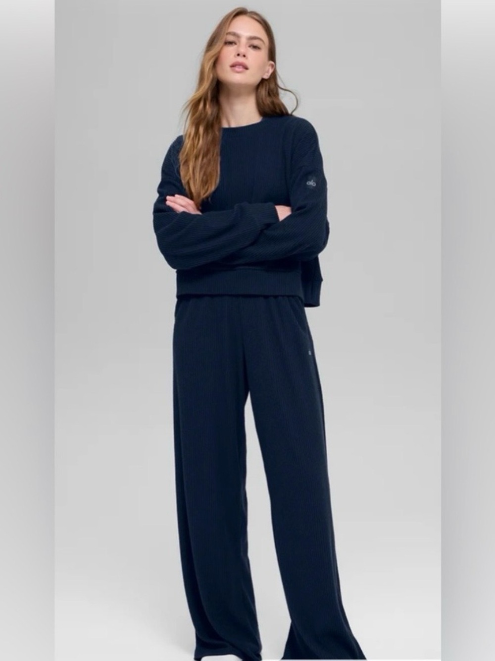 Alo Yoga Muse Sweater Wide Leg Pants M5210R Zip Pockets Black 2X 2025 Release
